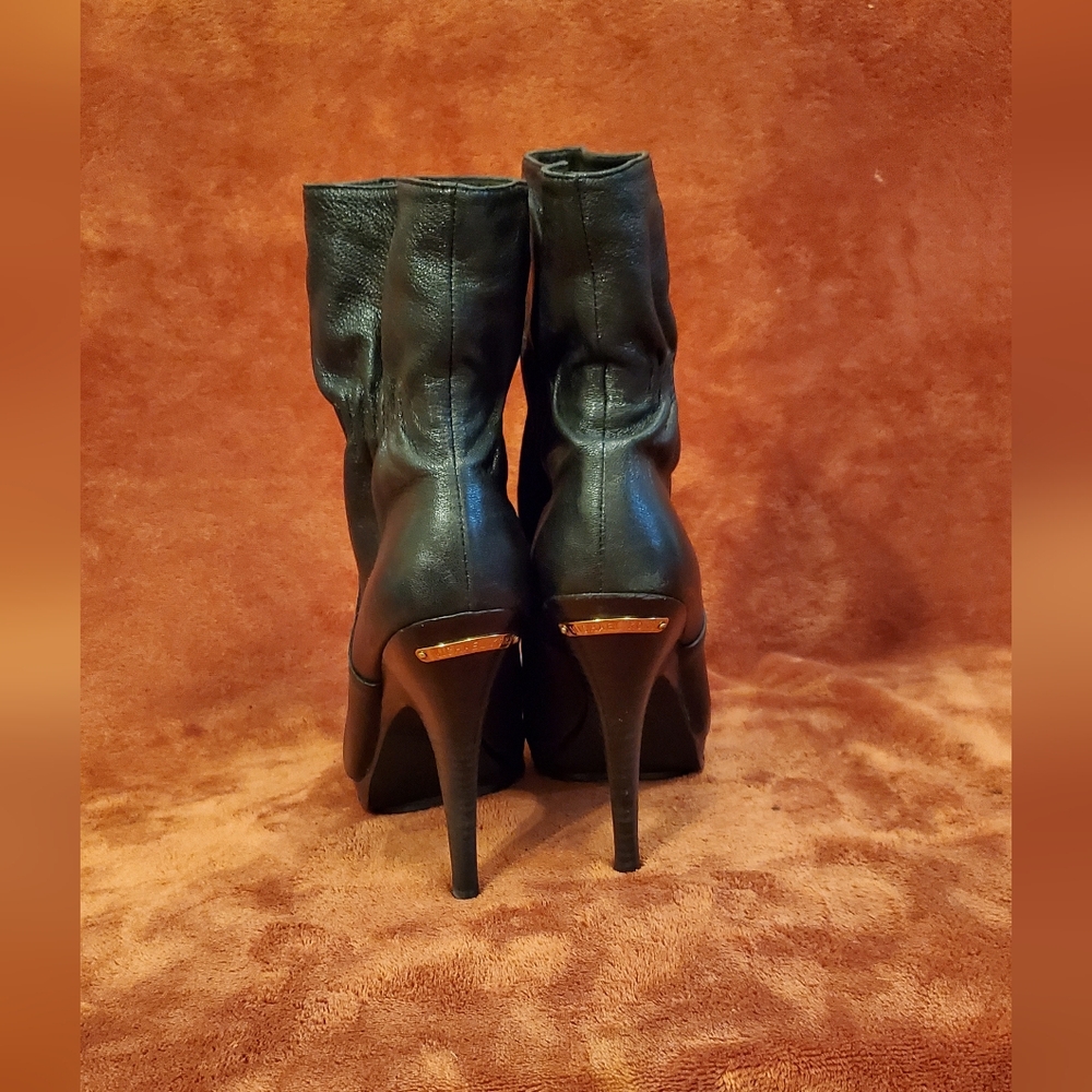 Michael Kors Black Leather High Stiletto Ankle Boots - Picture 3 of 6